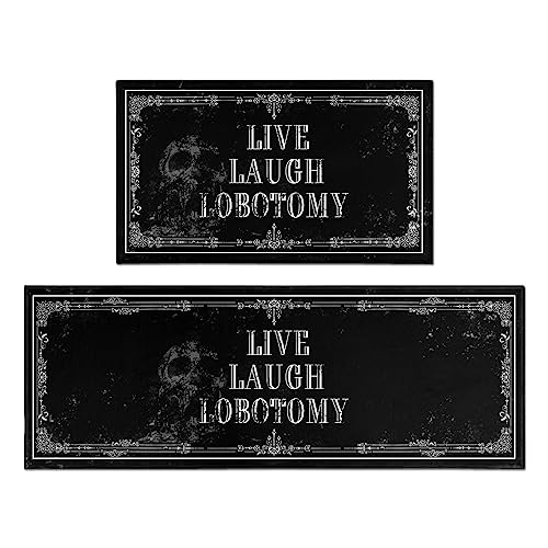 Halloween Gothic Kitchen Mat Set of 2 - Non Slip Skull Witch Decor 2026 Variation