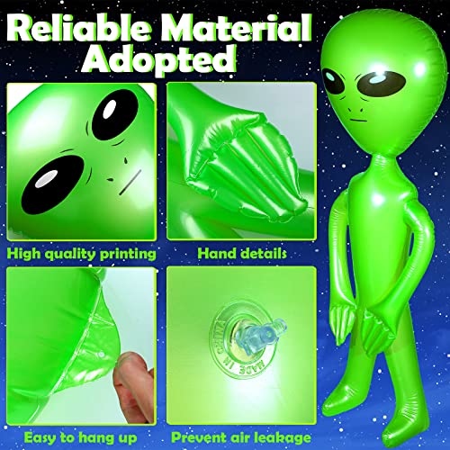 Green Inflatable Alien Party Decorations - 63 Inch & 35 Inch Jumbo Space Themed Decor for Halloween & Events