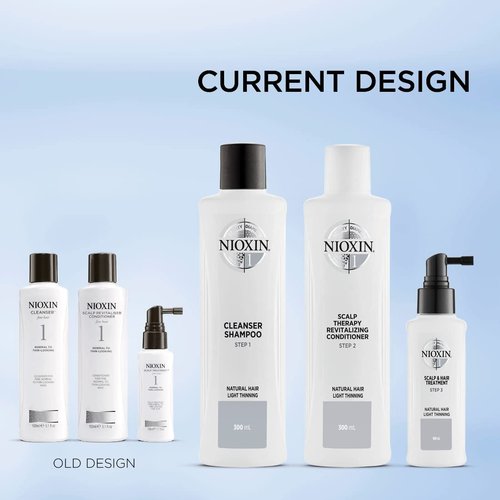Nioxin Scalp + Hair Thickening System 1 Kit - Strengthen Natural Hair with Niacinamide & Biotin | Cleanse, Condition & Treat
