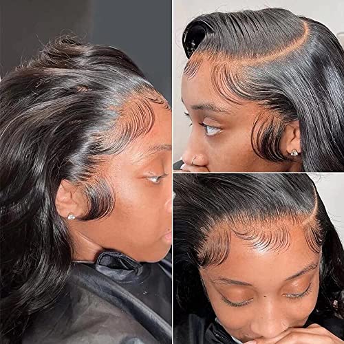 Body Wave Frontal 13 x 4 HD Transparent Lace Frontals With Bangs Baby Hair 100% Remy Human Hair 150% Density Natural Color (13x4 Lace Frontal-Body Wave, 14 Inch)