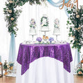 Purple Sequin Tablecloth 50x50 Inch Square Wedding Party Decor - ShinyBeauty
