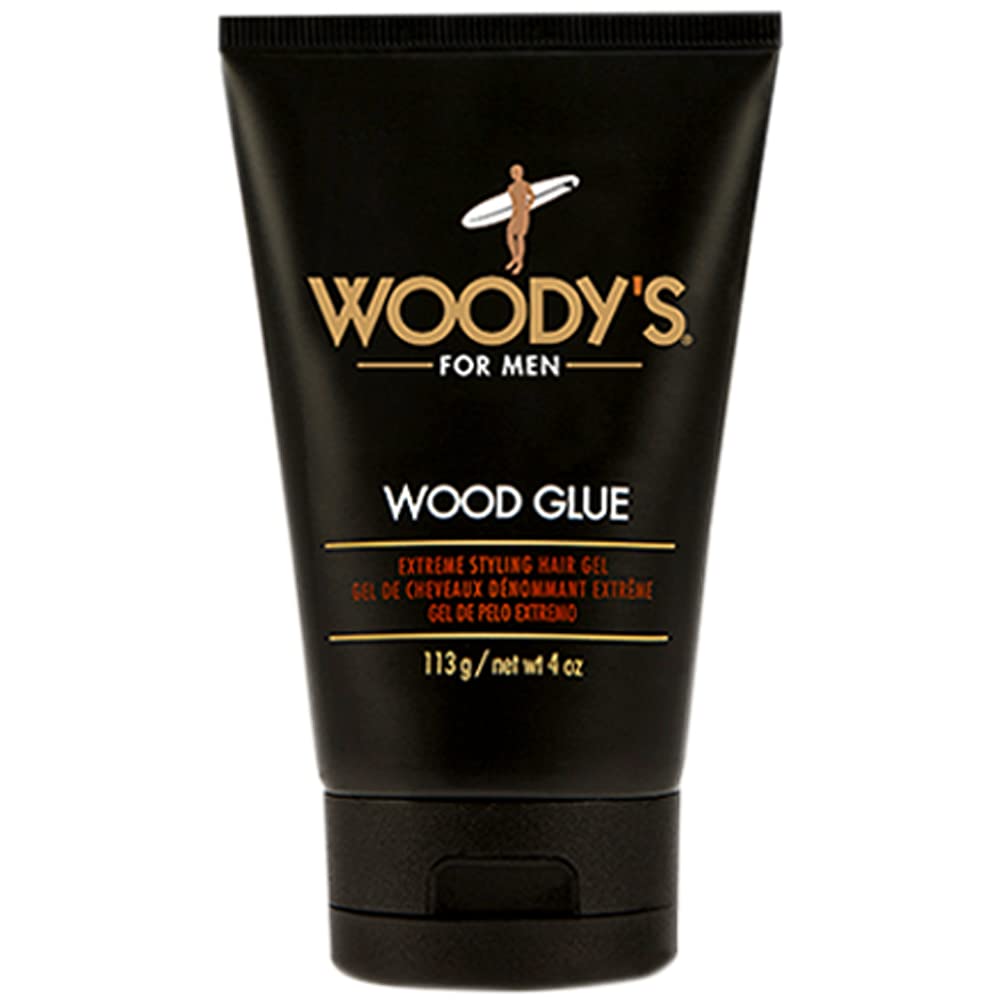 Woody's Wood Glue Extreme Hold Hair Gel for Men - Strong Hold, Non-Flaking, High Shine, 4 oz