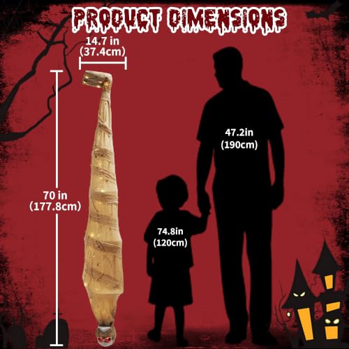 70-Inch Hanging Mummy Skeleton Halloween Decoration - Animated & Sound-Activated