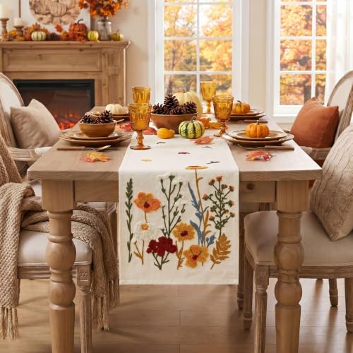 3D Chain Embroidery Table Runner 13x72 Inch for Dining & Home Decor