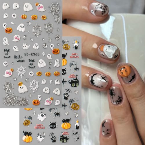 Halloween Nail Stickers for Nail Art Ghost Variation 2 Sheets - Spooky Decals