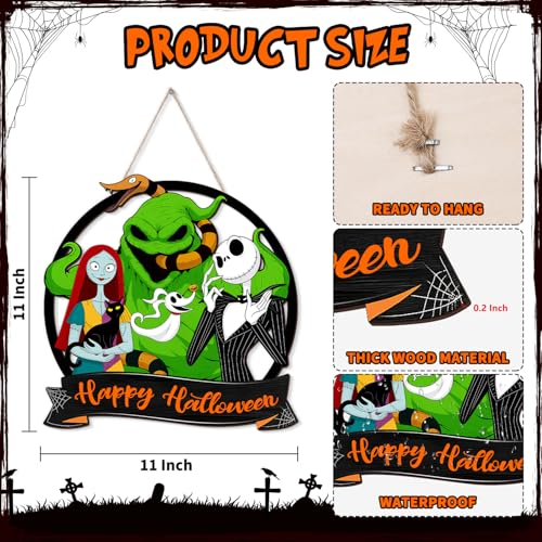 Halloween Nightmare Wooden Door Sign - Spooky Holiday Decor, 11x11 Inches