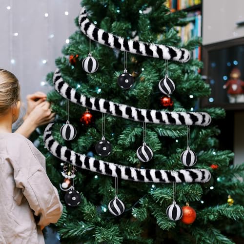 Halloween Worm Garland with Black and White Ornaments - 5ft Spooky Decor