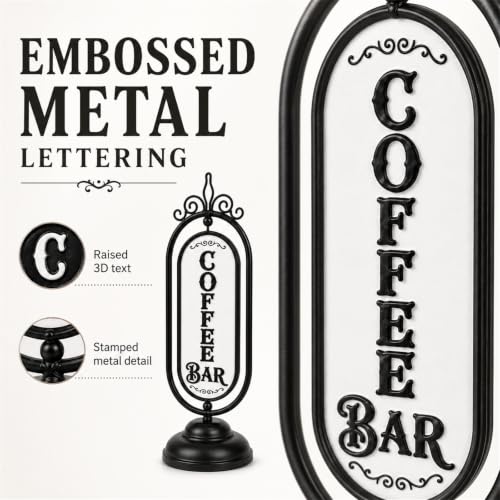 Reversible Coffee & Hot Cocoa Sign - Black & Red, 3D Metal Decor