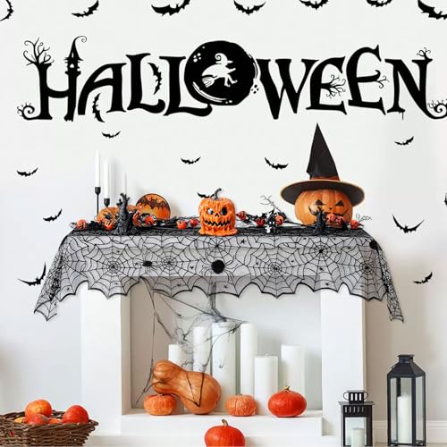 Halloween Black Lace Spider Web Table Runner 6 Pack 18x72 Inches - Variation of THIS listing