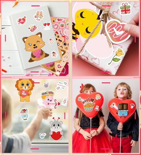 Valentine's Day Kids Stickers - Classroom & Craft Gift Set - 24 Sheets - Valentines Variation