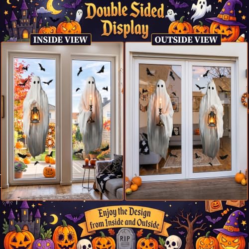 Halloween Ghost Window Clings - Extra Large Spooky Decals - White Variation