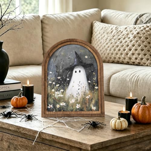Halloween Ghost Witch Wood Framed Arch Sign - Spooky Autumn Decor - Variation of THIS listing