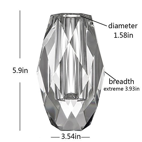 Small Crystal Flower Vase - 6 Inch Clear Decorative Vase with Gift Box for Home Wedding Christmas