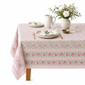 Rectangular Cotton Tablecloth 72x140 Inch Hand Block Printed Floral Cover for Dining & Events - Strawberry Red