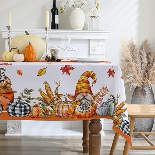 Fall Tablecloth 60x104 Inches Rectangle - Autumn Decorations with Orange Truck Variation