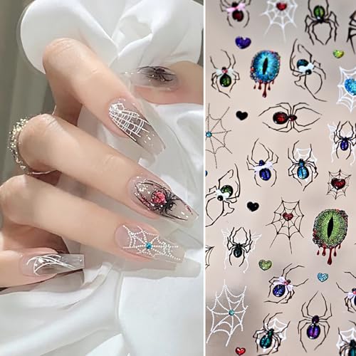 Halloween Nail Stickers 5D Embossed Spider Web Blood Dripping Design - Variation 4