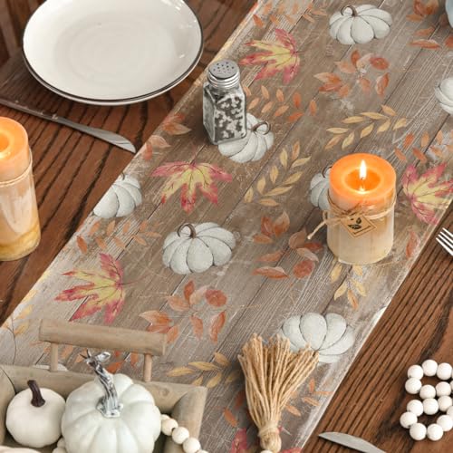 Brown 13x90 Inch Fall Table Runner Polyester Home Decor for Dining & Parties