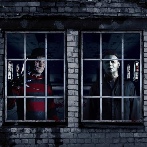 Halloween Window Decorations Scary Curtain Haunted House Horror - Blue Variation