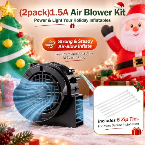 12V 1.5A Inflatable Blower Replacement Fan for Holiday Inflatables - 2 Pack