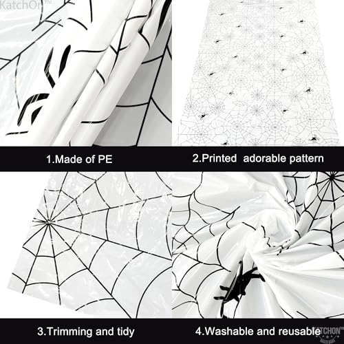 Halloween Spider Web Tablecloth Pack of 3 - 72x54 Inch Black and White Spooky Decor