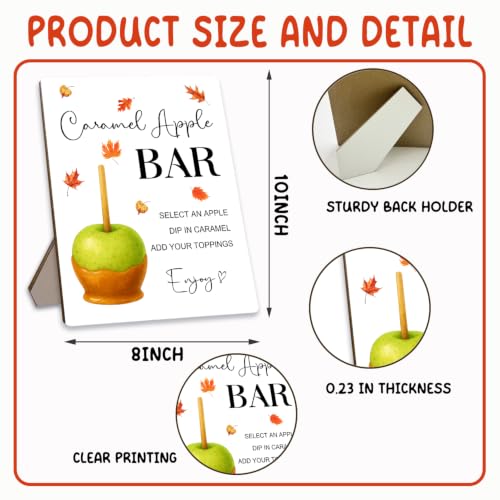 White Caramel Apples Recipe Sign - Rustic Wooden Tabletop Menu Board, 8x10