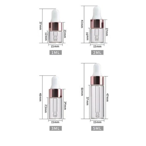 NGARHUG STORE Eye Dropper Bottle Rose for Essential Oils, 4pcs of 1-5ml Glass with Eye Droppers, Leak Proof Travel