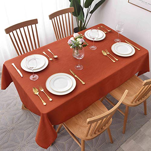 Maxmill Jacquard Water-Resistant Tablecloth 140x60 Inch Rust Swirl Design