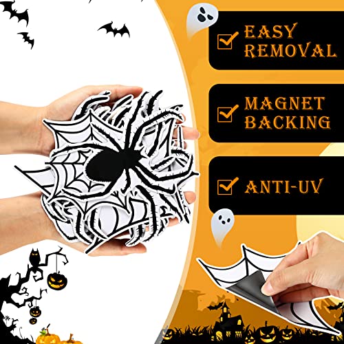 Halloween Spider Car Magnets 16 Pcs Web Decor for Fridge & Vehicle