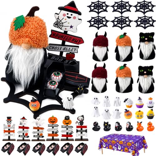 Halloween Party Decorations 43pcs Table Centerpieces Set with Plush & Wood Accents