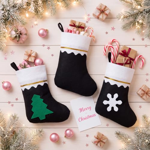 Black Felt Christmas Stockings Bulk Set - Gold Trim, 30 Pieces