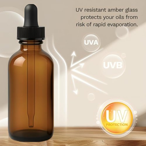 Onisavings (4 Oz Pack of 2) Amber Glass Bottles With Caps And Droppers – Refillable Containers For Essential Oils, Serums, Tinctures, Diy Skincare, And Liquid Storage.