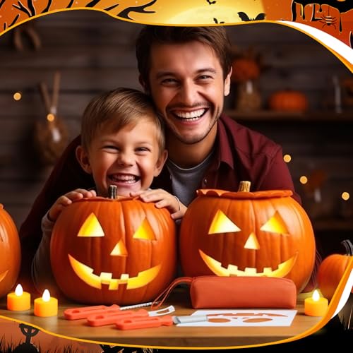 Halloween Pumpkin Carving Kit with 41 Tools & Stencils for Jack-o'-Lanterns