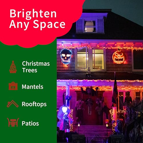 Orange Christmas Mini String Lights Brown Wire 300L Indoor Outdoor Decor Variation