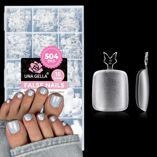 Toe Nail Tips 504Pcs Full Cover Matte Square Pre-File Gel for Toe Extensions - Squavol Variation