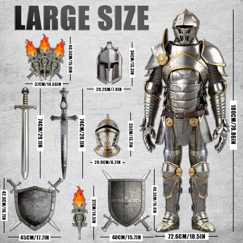 Medieval Party Decorations Set - 30pcs Knight Armor Shields & Props for Halloween & Birthday
