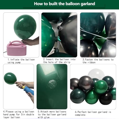 Black Green Balloon Garland Dark Emerald & Matte Black Balloons - Variation of THIS Listing: Bobo