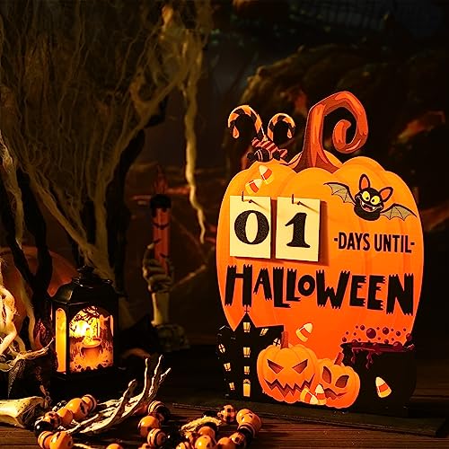 Halloween Wooden Advent Calendar Pumpkin Countdown Decor for Kids & Home