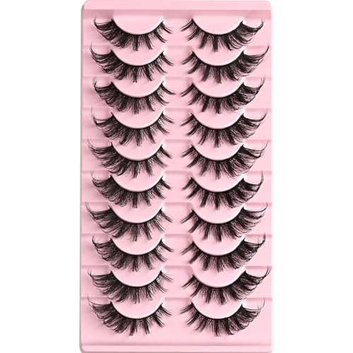 Cat Eye Lashes Natural Fox Eyelashes 8-16MM C Curl Wispy False Strips - 10 Pairs