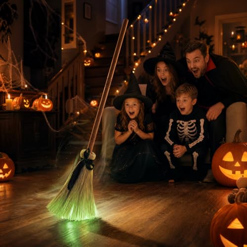 Floating Animated Witch Broom Halloween Decor - 36 Inches