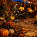 Solar Halloween Black Cat & Pumpkin Garden Stake Light Outdoor Decor