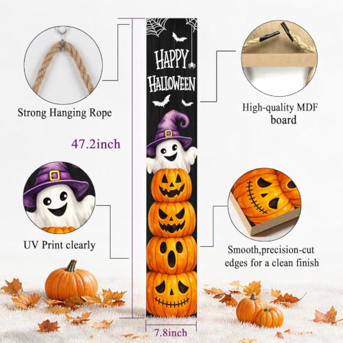 Halloween Welcome Sign for Porch - 47x7.8in Ghost & Pumpkin Front Door Decor - Variation of THIS Listing