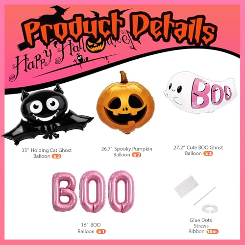 Halloween Boo Decoration 9pcs Balloon Set - Ghost Bat Pumpkin Foil Balloons