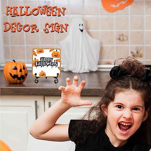 Halloween Wooden Sign - Watercolor Pumpkin Lantern Plaque with Metal Support - Variation of THIS listing