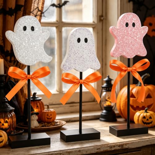 Halloween Ghost Table Decor Set - Indoor Farmhouse Seasonal Halloween Decoration - Variation: Ghost