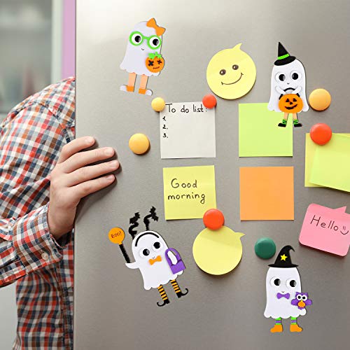 Halloween Ghost Magnet Craft Kit - 12 Foam DIY Ornaments for Refrigerator Decor