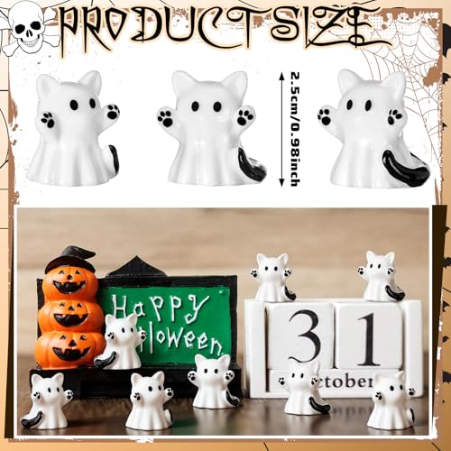 Mini Ghost Cat Figurines Set - 100 Pieces Halloween Decoration, Cat-Themed Resin Ornaments - Variation of THIS listing: Cat