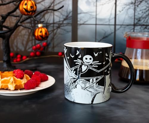 Glow-in-The-Dark Ceramic Coffee Mug - Nightmare Before Christmas Jack Skellington Graveyard - 20oz