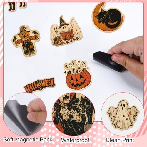 Vintage Halloween Pumpkin Ghost Refrigerator Magnet Set - Sitsink