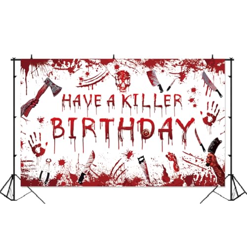 Halloween Blood Birthday Banner, Killer Horror Party Decorations
