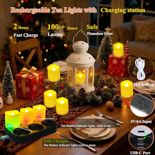 Rechargeable Flameless LED Tea Lights with Remote & Timer - Warm White - 6 Pack